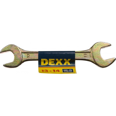 Ключ рожковый гаечный DEXX, желтый цинк, 13х14мм