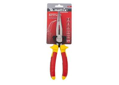 Длинногубцы изогнутые Insulated, 200мм, двухкомпонентные рукоятки// MATRIX PROFESSIONAL
