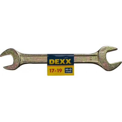 Ключ рожковый гаечный DEXX, желтый цинк, 17х19мм