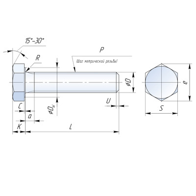 Болт шестигр/гол. полная резьба М8X10  DIN933 сталь  А2