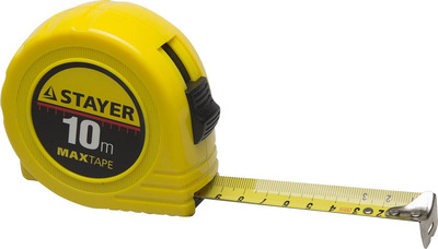 Рулетка пластиковый корпус, 10м/25мм STAYER "МASTER" "MaxTape"