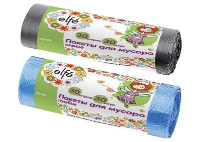 Пакеты для мусора 60л*50шт серые//Elfe /Россия