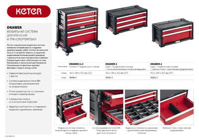 Ящик с 3 выдвижными полками "DRAWER-3", 22" KETER