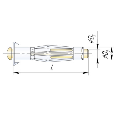 Дюбель для пустотелых конструкций М4 х 59 мм "МОЛЛИ"