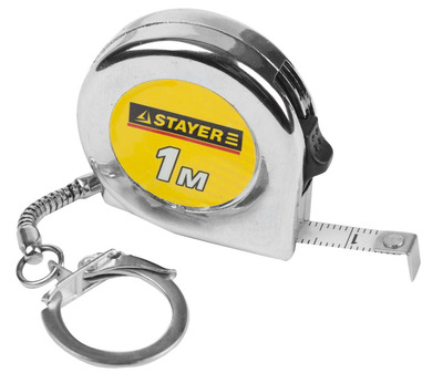 Рулетка-брелок STAYER "STANDARD" "MINI", цвет хромовый, 1мх6мм