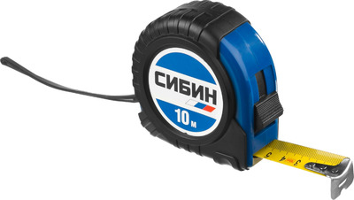Рулетка СИБИН, обрезиненный пластиковый корпус, 10м/25мм