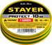 Изолента ПВХ, не поддерживает горение STAYER Prot, 10м (0,13х15 мм), желто-зеленая