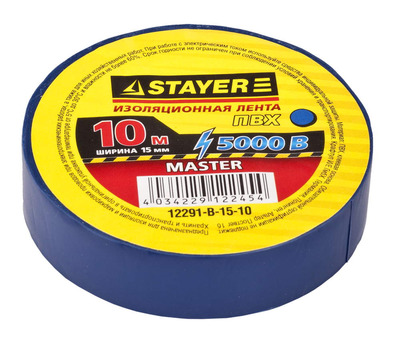 Изолента ПВХ, не поддерживает горение STAYER Protect-10, 10м (0,13х15 мм), синяя
