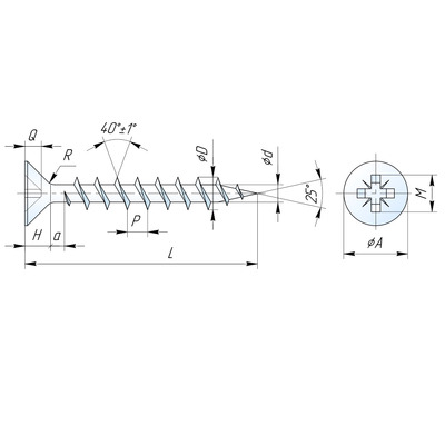 Саморез универсальный 6 х 40 мм белый оцинкованный