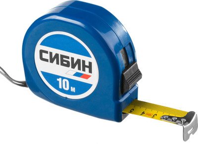 Рулетка СИБИН, пластиковый корпус, 10м/25мм