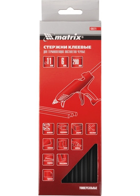 Стержни клеевые, чёрный, 11*200мм, 6 шт./упак. // MATRIX