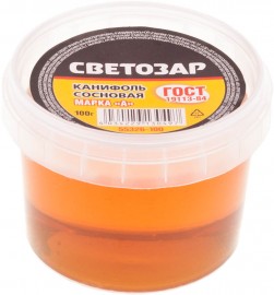 Канифоль СВЕТОЗАР для паяльных работ, пластиковая банка, 100г