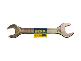 Ключ рожковый гаечный DEXX, желтый цинк, 22х24мм
