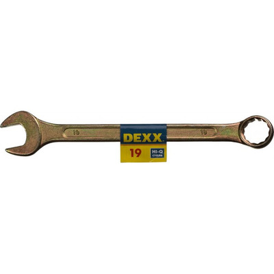 Ключ комбинированный, 19 мм, желтый цинк, DEXX