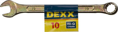 Ключ комбинированный, 10 мм, желтый цинк, DEXX