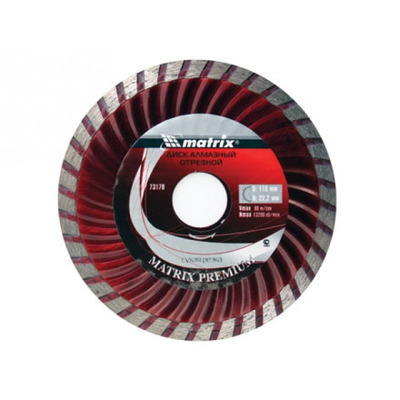 Диск алмазный отрезной турбированный 115 х 22,2 мм Turbo // MATRIX PROFESSIONAL