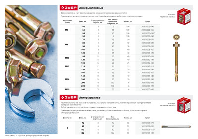 Анкер клиновой, М16 х 200 мм, 6 шт, желтопассивированный, ЗУБР